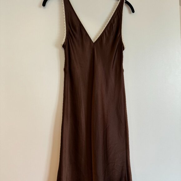 Reformation Brown Keaton Silk Mini Dress in Cafe - Picture 7 of 8